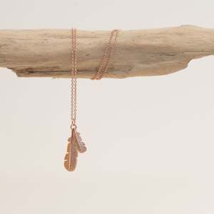 Necklaces: Rua Huia Feather Necklace- Rose Gold