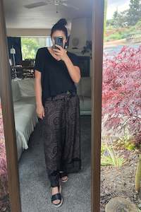 Pants Skirts: Loose Tie Palazzo Pants - Black Mandala