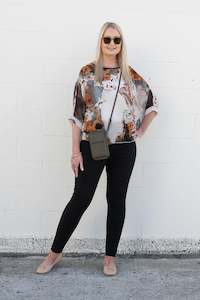 Draped Tops: Russet Marble Draped Top - Vogue Collection