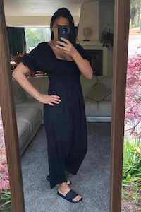 Jumpsuits: Black - Shirred Bust Milly Jumpsuit