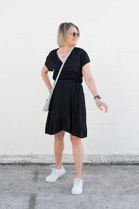 Olivia Wrap Dresses: Short Black Olivia Wrap Dress