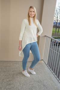 Georgina Overtops: Cream Waffle Knit Georgina Long Back Top