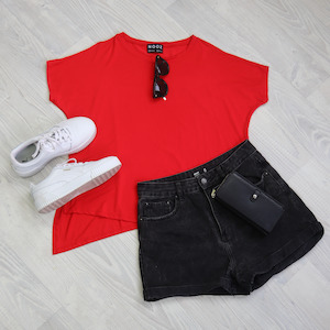 N O O Z Basics: Asymmetrical Tee - Red