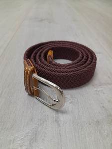 Belts: Narrow Woven Belt - Red Brown