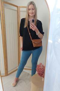 Black - Broderie Anglaise Textured Lilly Top