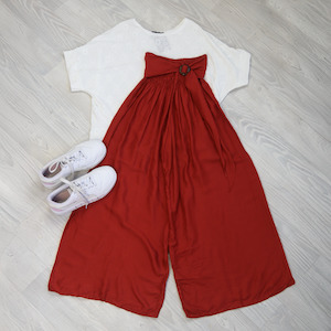 Loose Tie Palazzo Pants - Rust