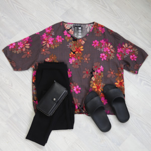 Short Sleeve Verity Tie Top - Hickory Blossom