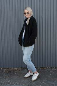 Zip Ups: Oversized Fluffy Zip Up - Black