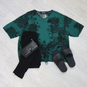 Short Sleeve Verity Tie Top- Emerald Floral