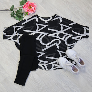 PRE-ORDER** B/W Pattern Draped Top - Vogue Collection