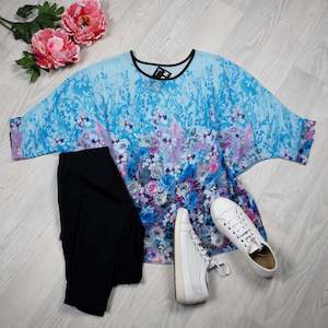 Aqua floral Draped Top - Floral Collection