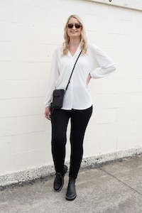Black White Collection: Pleated Vivian Top - White