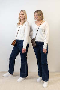 Pants Skirts: Giselle Flared Stretch Denim Jeans