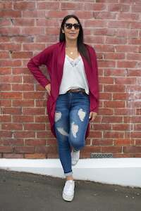 Knits: Wine - Lightweight Kimono Cardi