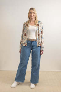 Zip Ups: Sophia Floral Zip Up - Beige