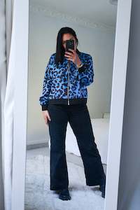 Blue - Animal Print Zip Up