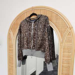 Zip Ups: Leo Hooded Cropped Zip Up - Granite