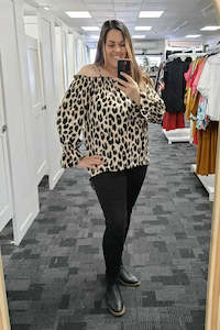 Off-shoulder Lighter Animal Print Over Top