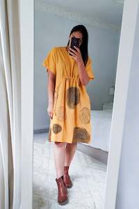 50 Drawstring Dresses: Buttercup - Circle/Curved Front Drawstring Pocket Dress