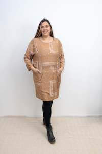 Saifon Collection: Geo Tunic/Dress - Latte
