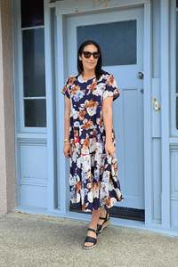 Dresses: Nula Dress - Navy/Cream Floral