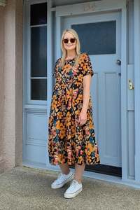 Nula Dress - Black/Rust Floral