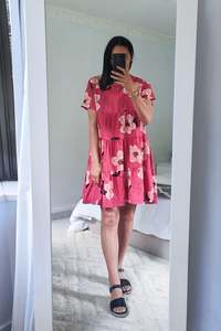 Dresses: Tiered Babydoll Dress - Rose Pansy