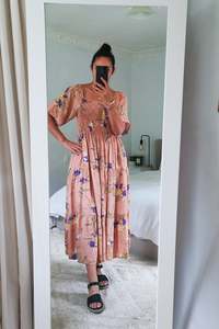 Dresses: Shirred Bust Soph Maxi - Peach Bryony