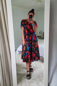 Nula Dress - Bright Black Poppy