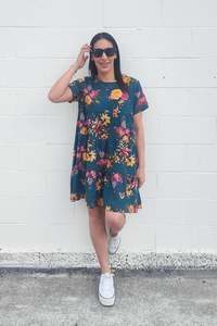 Tiered Babydoll Dress - Emerald Bouquet