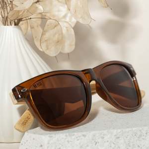 Accessories: 50/50s Sunglasses - Brown with Wood Arms