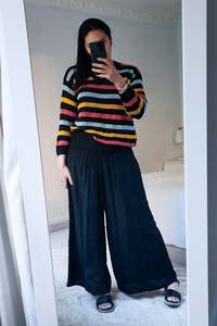Relaxed Stripe Audrey Knit - Black Liquorice