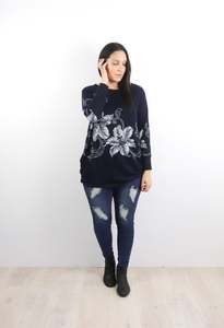 Acrylic Jerseys: Navy Hibiscus Acrylic Jersey