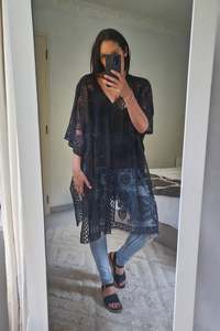 Shopyapps Product Labels Best Selling: Netted Kaftan - Black