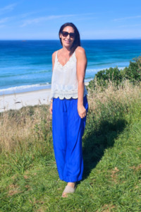 Loose Tie Palazzo Pants - Cobalt