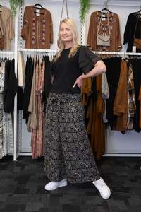 Pants Skirts: Loose Tie Palazzo Pants - Radial Loop