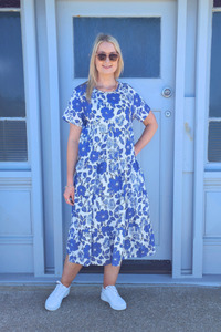 Dresses: Nula Dress -Blue & White Floral