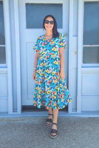 Dresses: Nula Dress Aqua Floral Painting