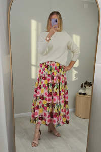 Pants Skirts: Tiered Victoria Maxi Skirt - Bright Watercolour