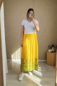 Pants Skirts: Margot Embroidered Skirt - Yellow
