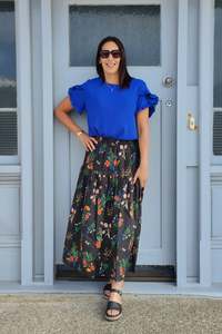 Tiered Victoria Maxi Skirt - Black Floral