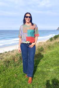 Tops: Short Sleeve Verity Tie Top - Vintage Quilt