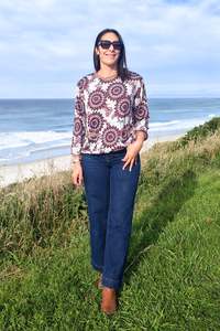 Tops: Lila Jersey - Grey & Maroon