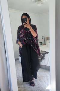 Tops: Floaty Butterfly Top - Black & Magenta smudge