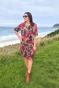 Burgundy Rose Garden  - Smock Dress