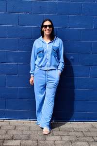 Zip Ups: Light Blue - Rylee Hooded Zip Up