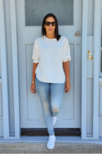 Lilly Tops: Textured Lillibet Top - White