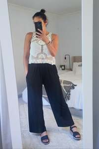 Wide Leg Weekender Pants - Black