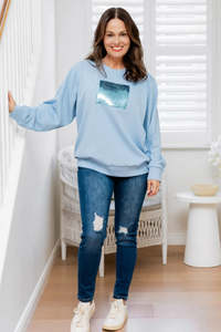 Shopyapps Product Labels Best Selling: Sequin Cotton Sweat - Sky