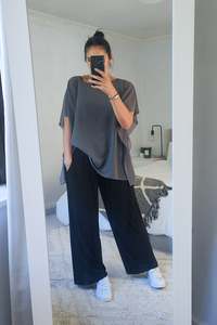 All D T And B T: Floaty Chiffon Top - Grey